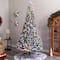 9.5ft. Pre-Lit Flocked British Columbia Mountain Fir Artificial Christmas Tree, Multicolor Globe Bulbs